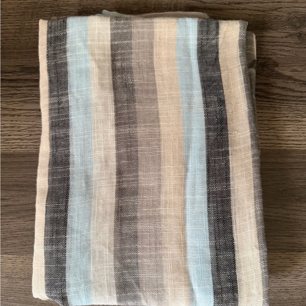 Striped blue and grey beach cover